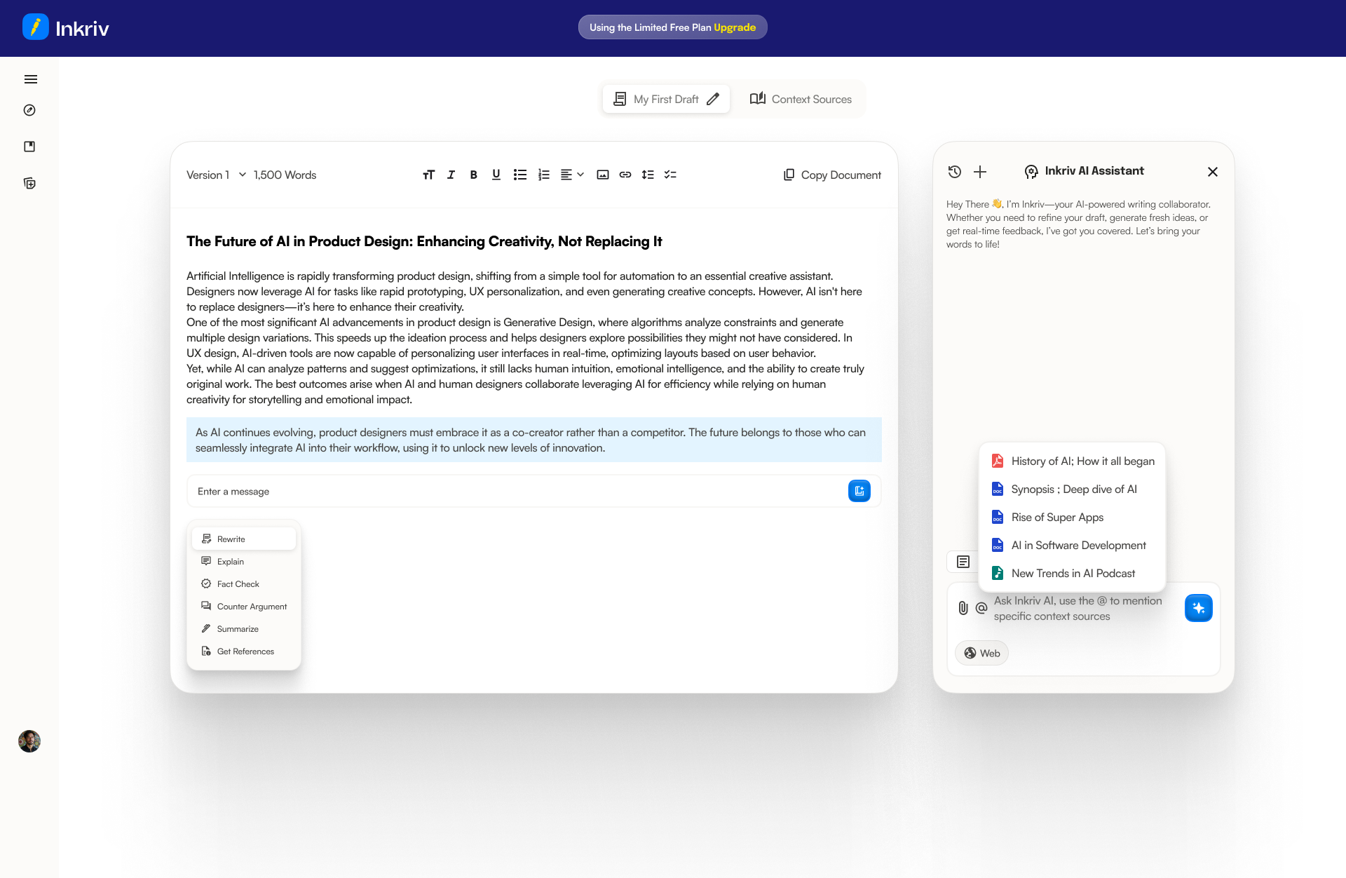 Inkriv platform in action